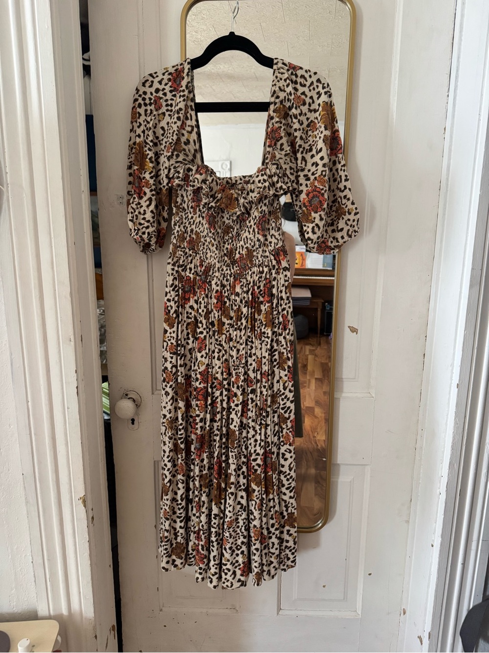 Free People Oasis Midi Dress in Floral Leopard